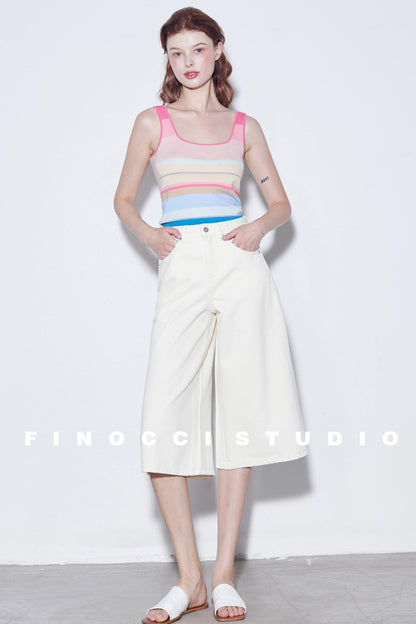 Relaxed Cotton Wide-Leg Denim Shorts