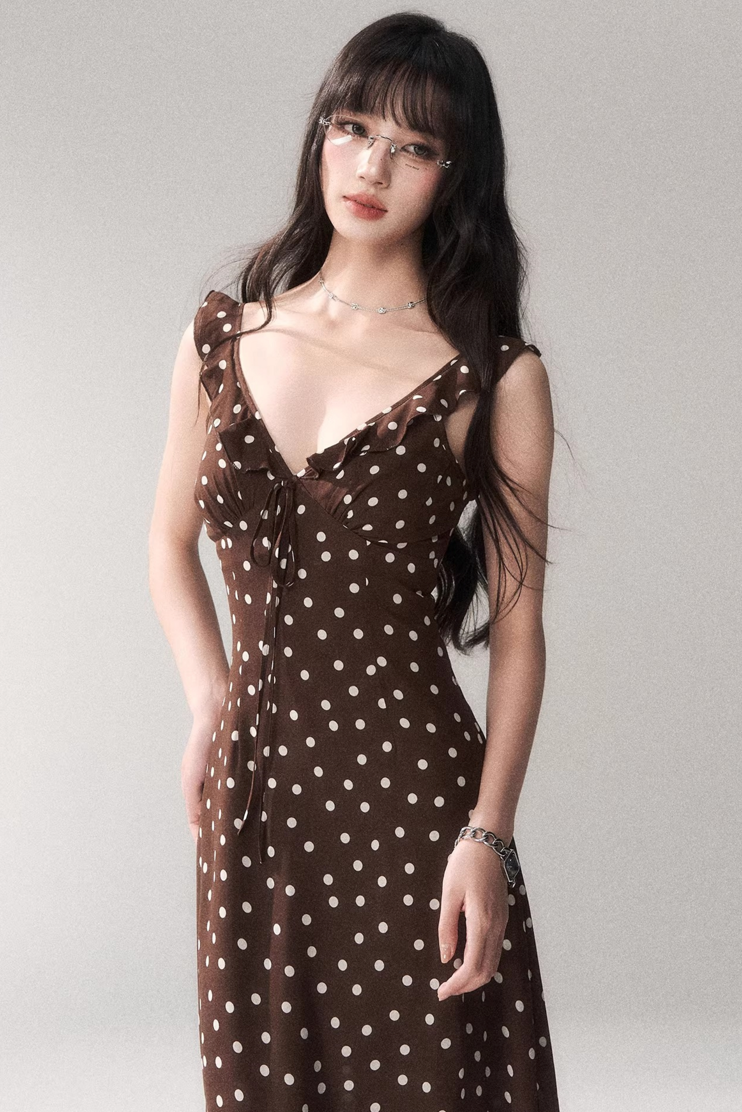Brown Polka Dot Summer Dress