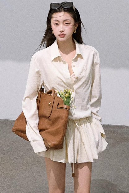 Textured Low-Waisted Long Puffy Dress