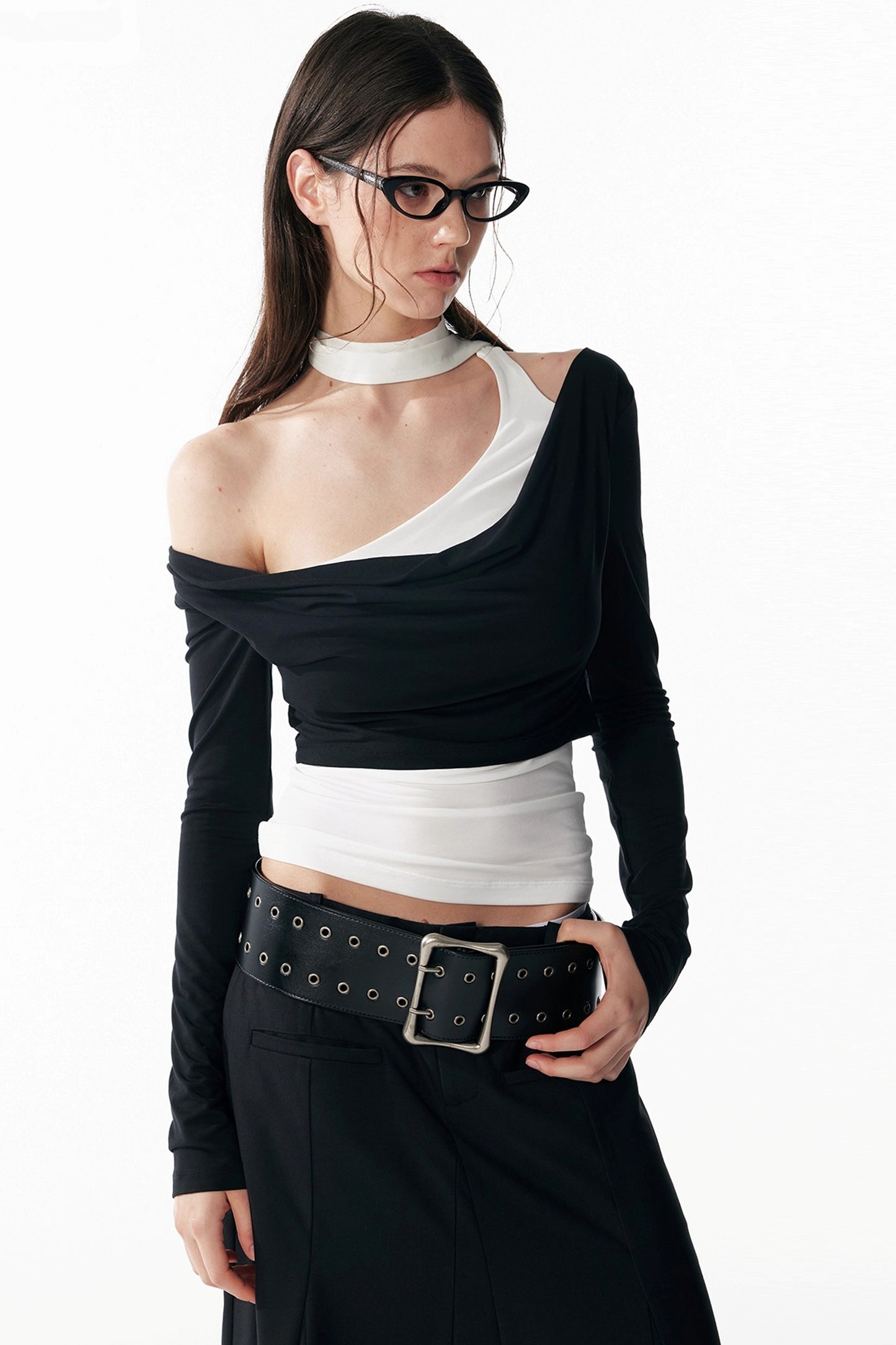 Contrast Patchwork Long Sleeve Top