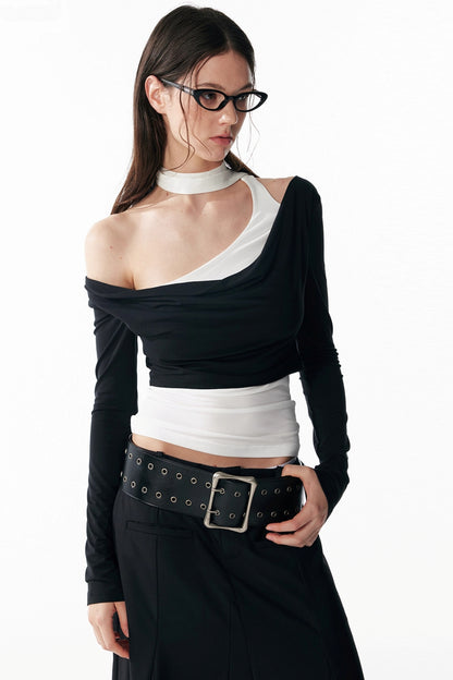 Contrast Patchwork Long Sleeve Top