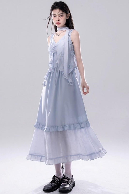 Floral Embroidered Cardigan Dress Set