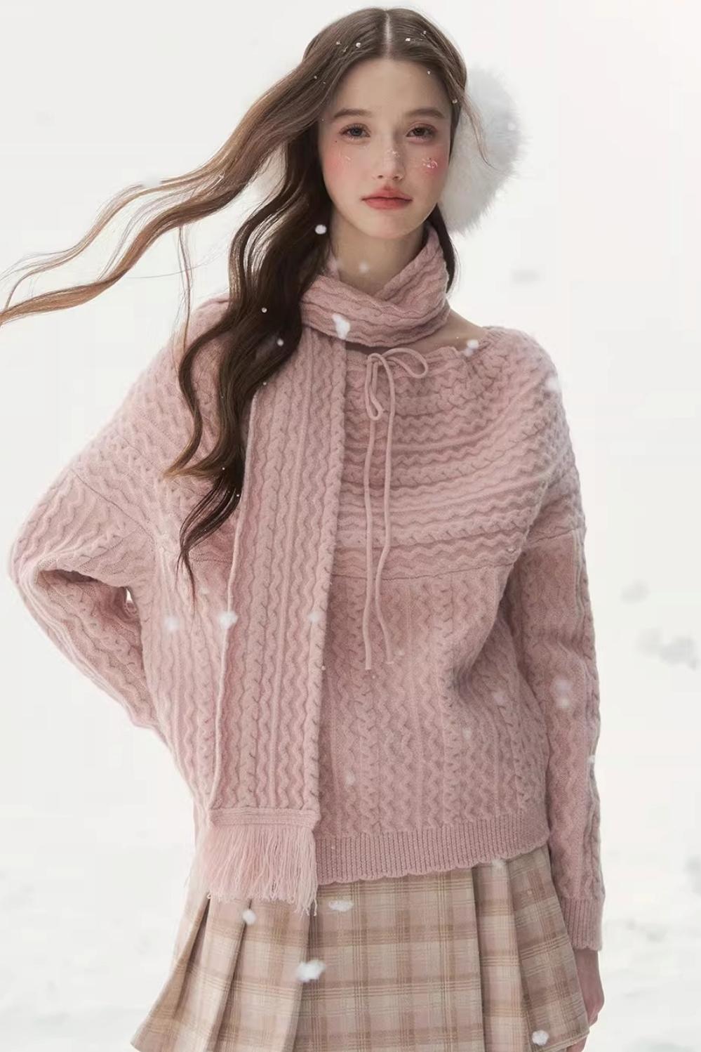 Vintage Off-Shoulder Knit Sweater