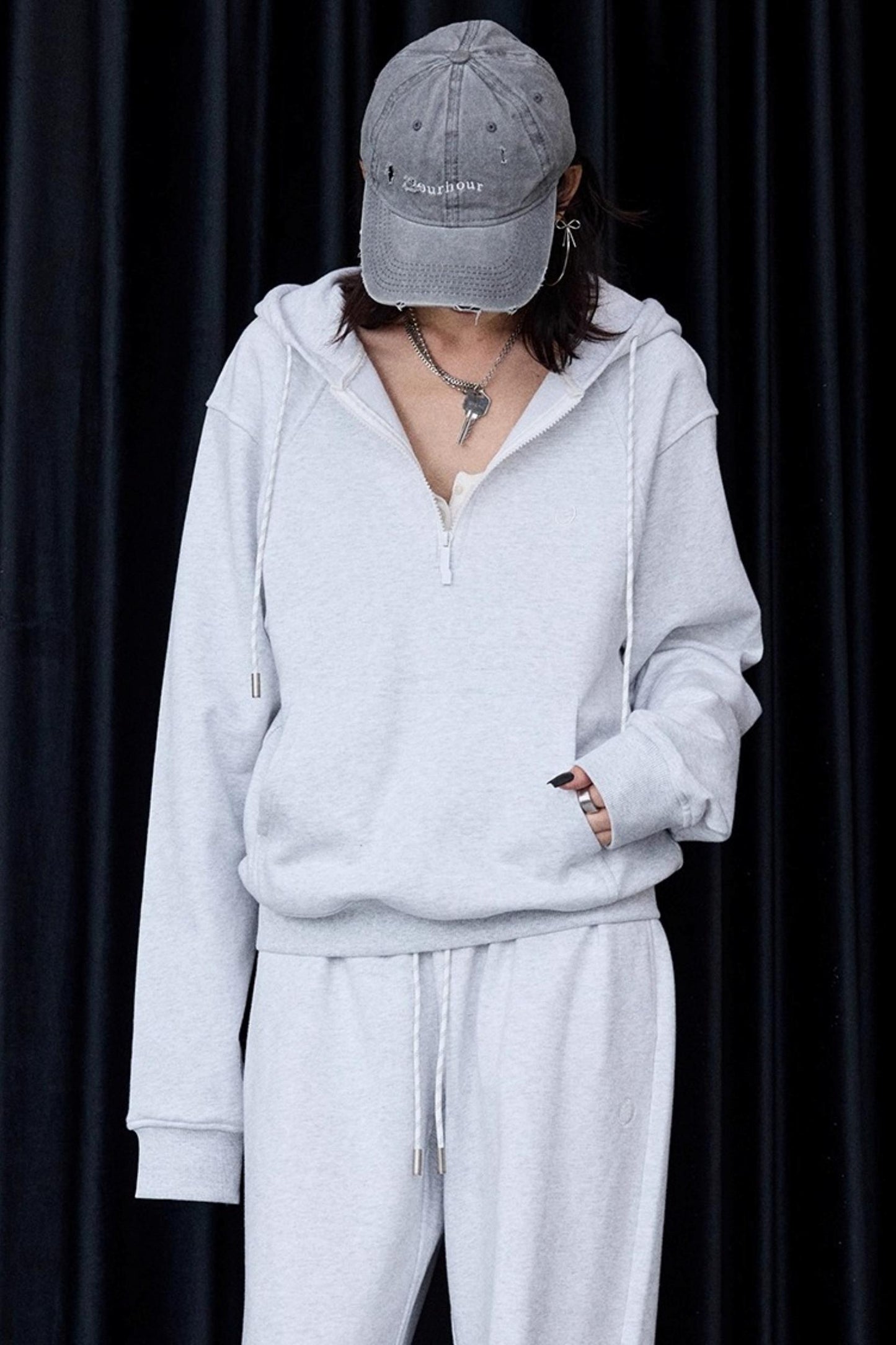 Grey Winter Pullover Sweatshirt Set-Up