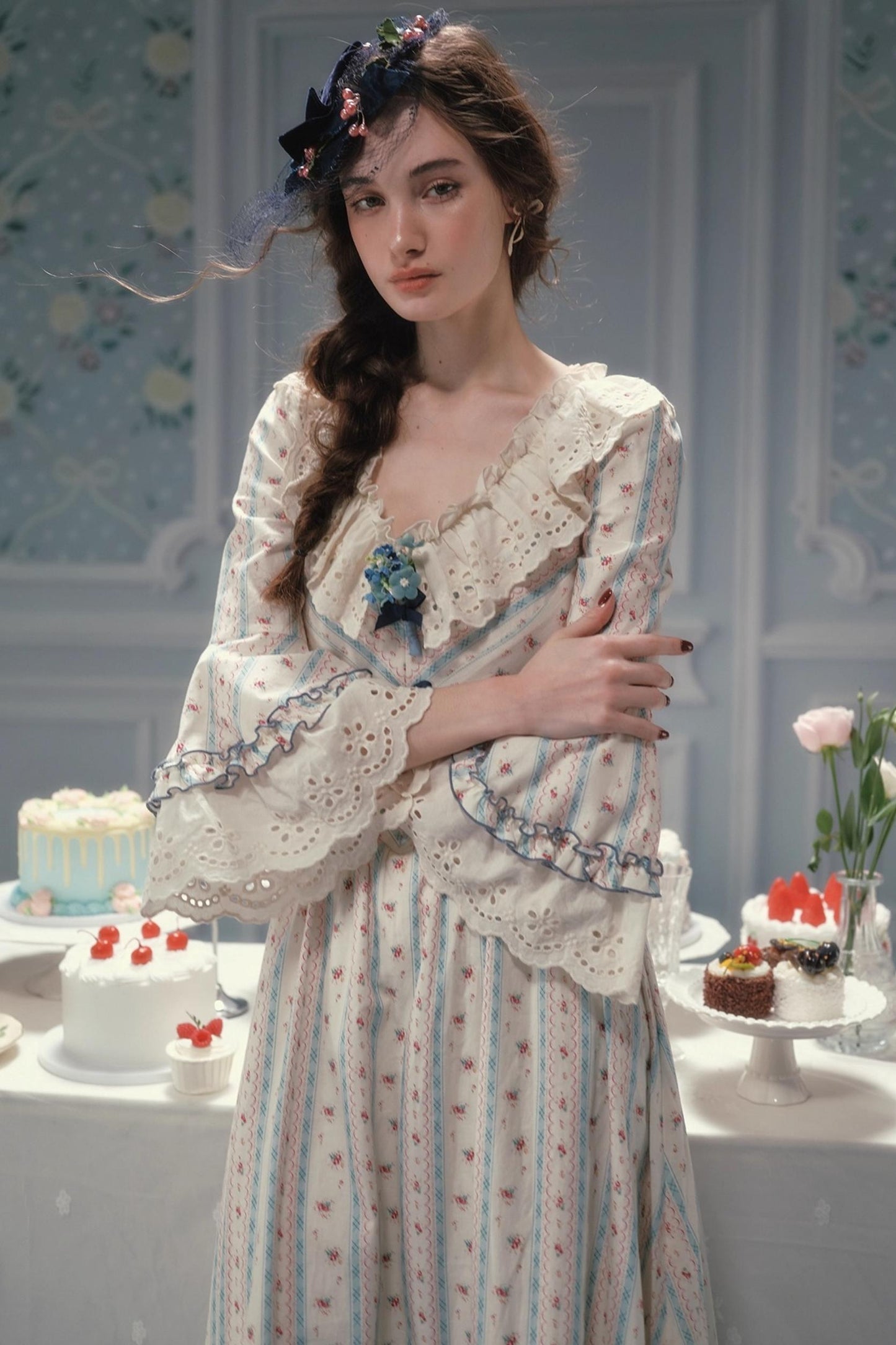 Versailles French Rustic Striped Dress