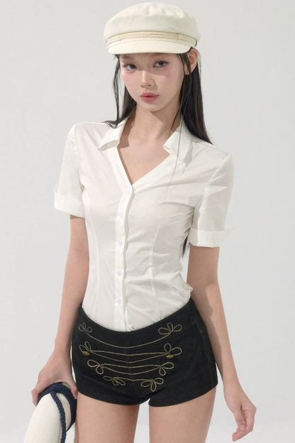 Vintage Ribbon Low-Waist Shorts