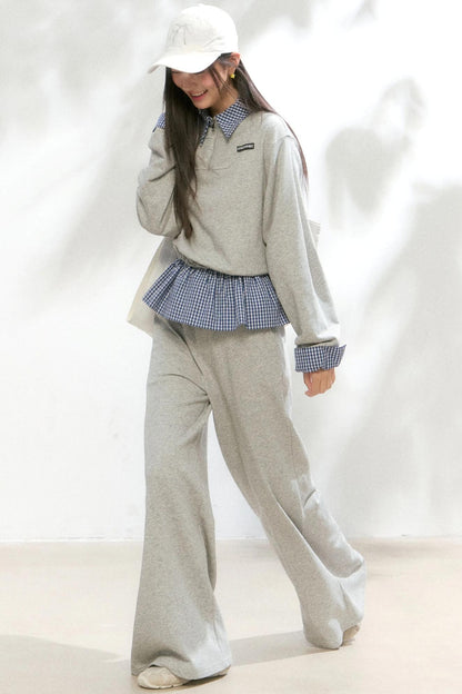 Fake Layered Contrast Knit Top Set-Up