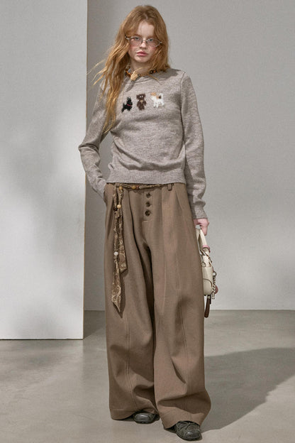 Button Pleated Cargo Pants