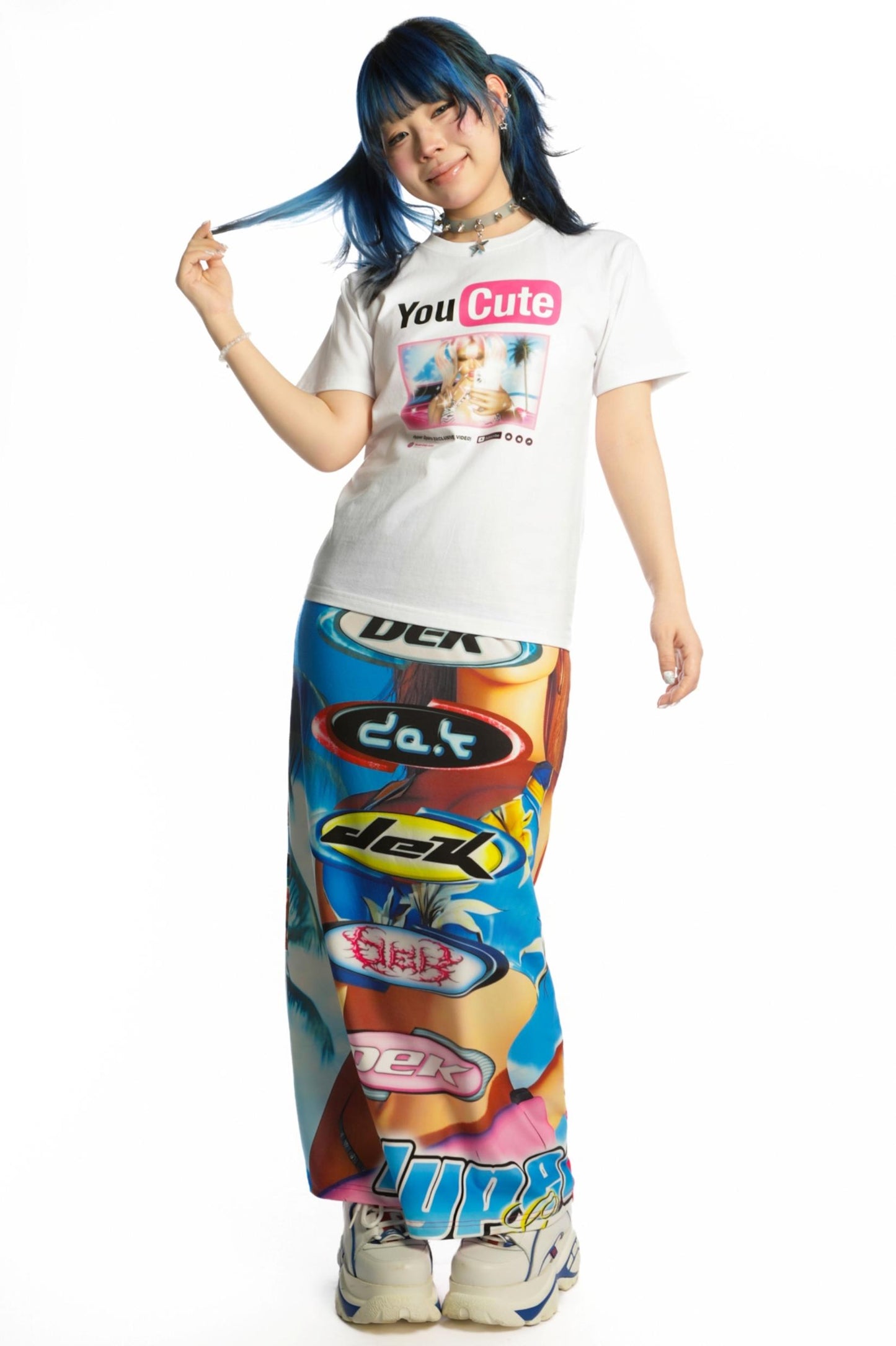 American Boom Print Cotton Slim Shoulder T-Shirt