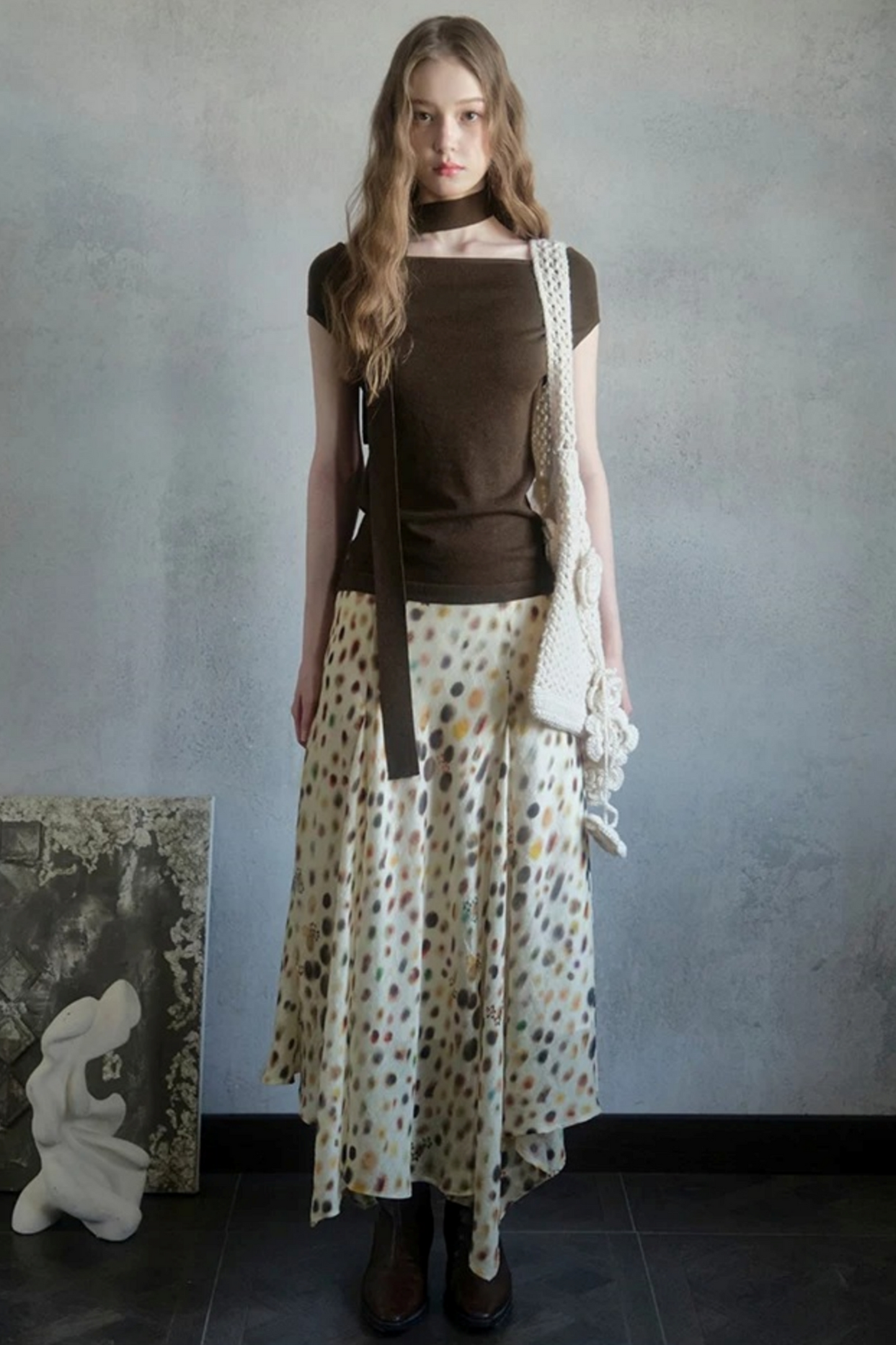Artistic Polka Dot Asymmetrical Skirt