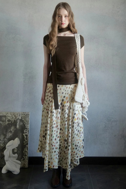 Artistic Polka Dot Asymmetrical Skirt