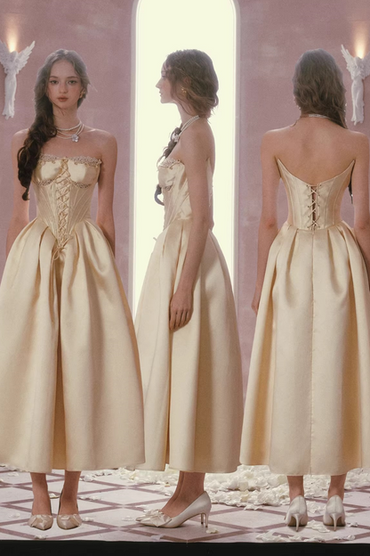 Satin-Spitzen-Korsettkleid