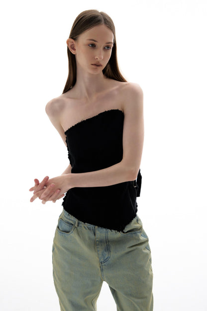 Raw Edge Denim Top