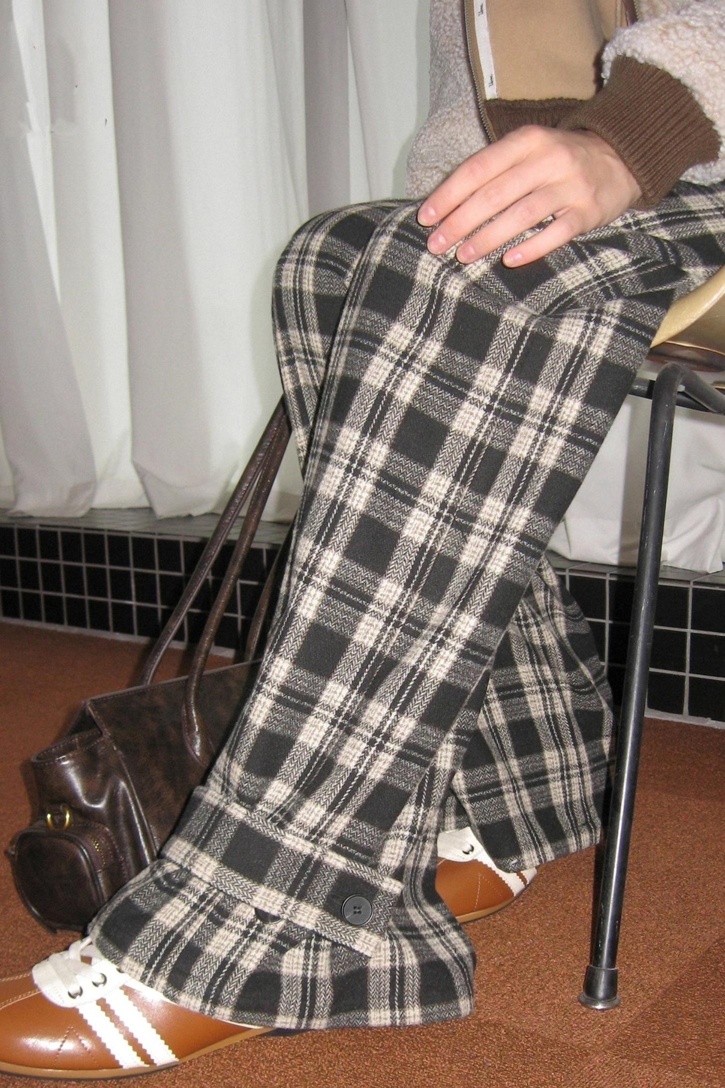 Plaid Wool Tweed Trousers