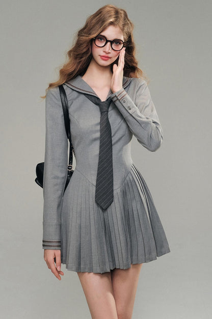 College Pleated Vintage Dress