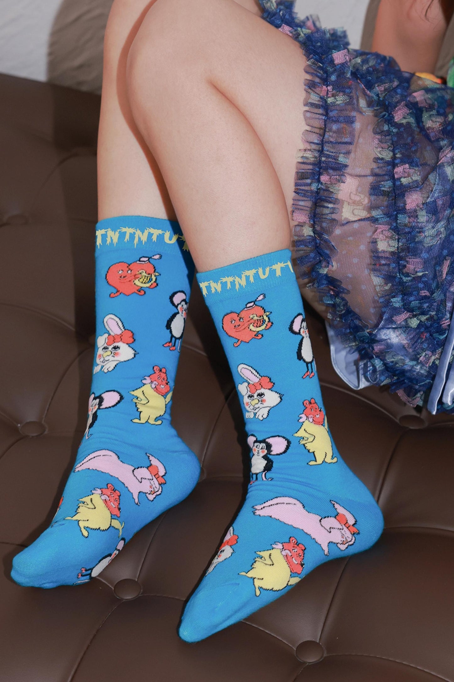Peach Heart Mid-Calf Socks