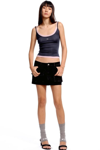 Low-Waist Denim Skirt