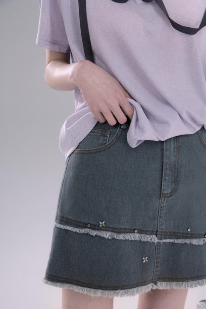 Azure Studded Mini Skirt