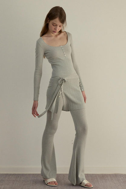 Romantic Knit Pants Set-Up