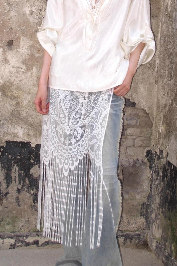 Cashew Flower Lace Fringed Curtain Cover