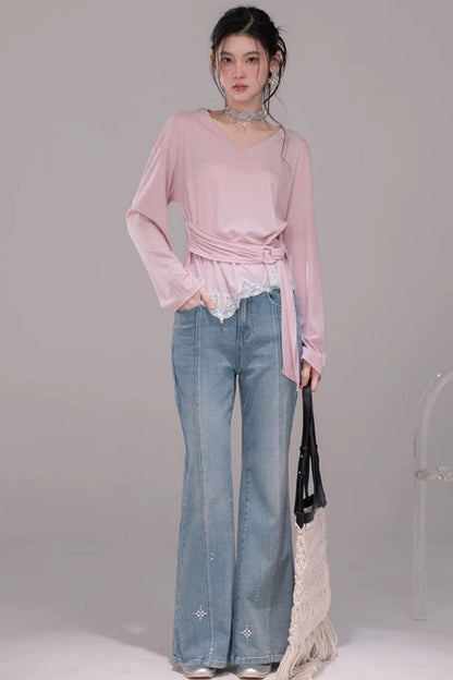 Pink Lyocell Lace Top