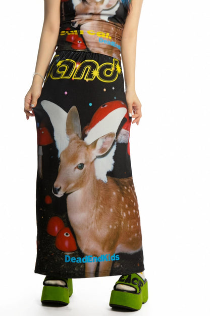 Reversible Print Stretch Casual Maxi Skirt