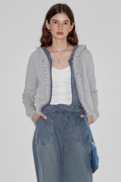 Fake Two-Piece Raglan Sleeve Hooded Jacket