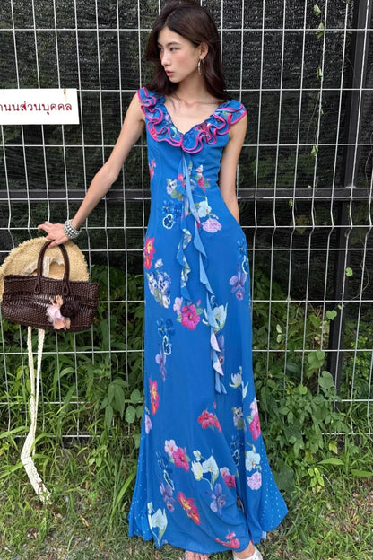 Tropical Fishtail Maxi Dress