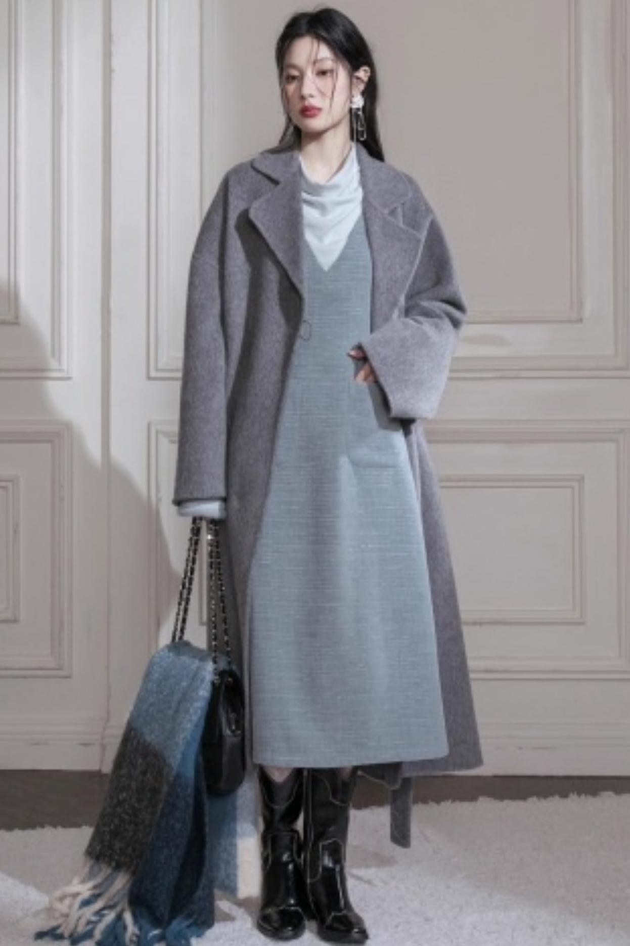 Lake Gray Chenille Tie-Up Dress