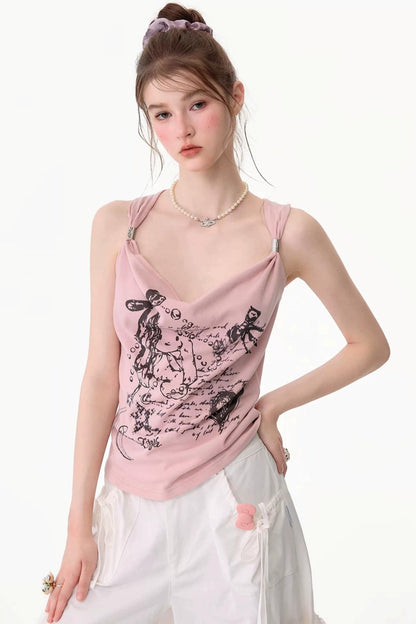Retro Atmosphere Swing-Neck Camisole