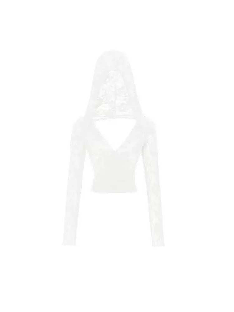 Lazy Lace Sheer Hooded Tops