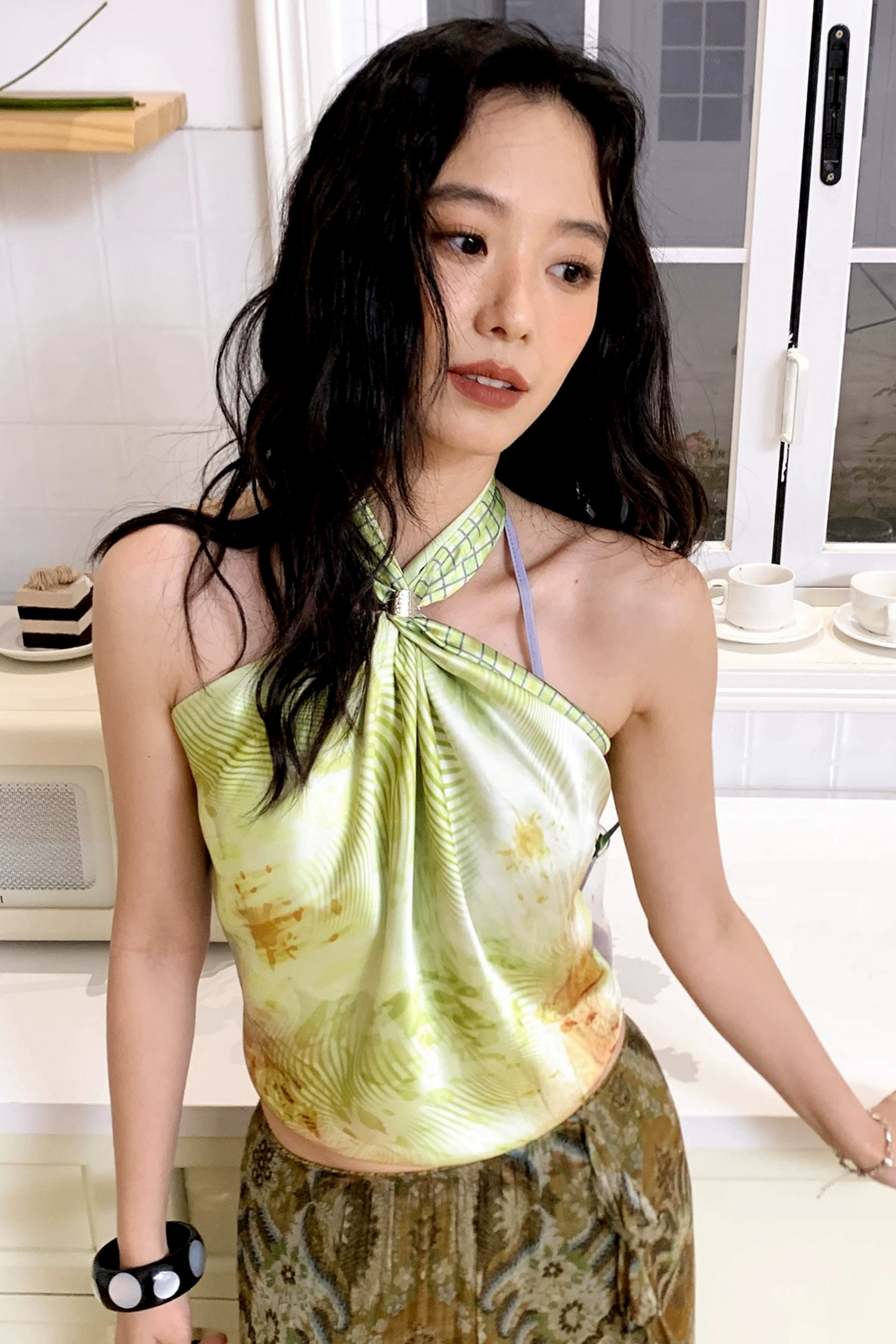 Floral Satin Silk Scarf