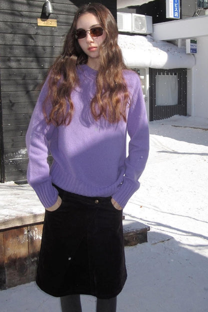 Mint Violet Slanted Hem Sweater