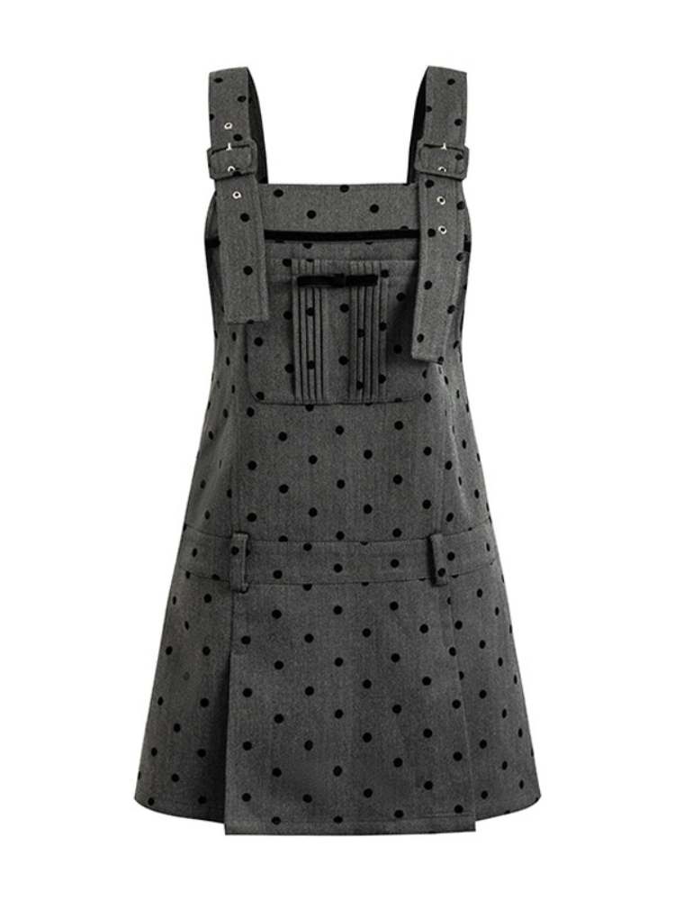 Retro Polka Dot Suspender Dress