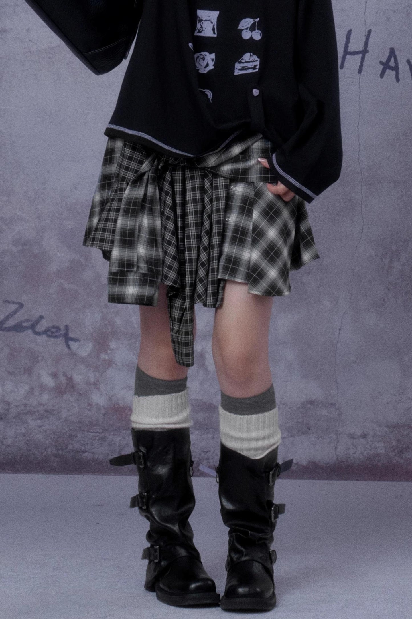 Deconstructed Street Plaid Skirt