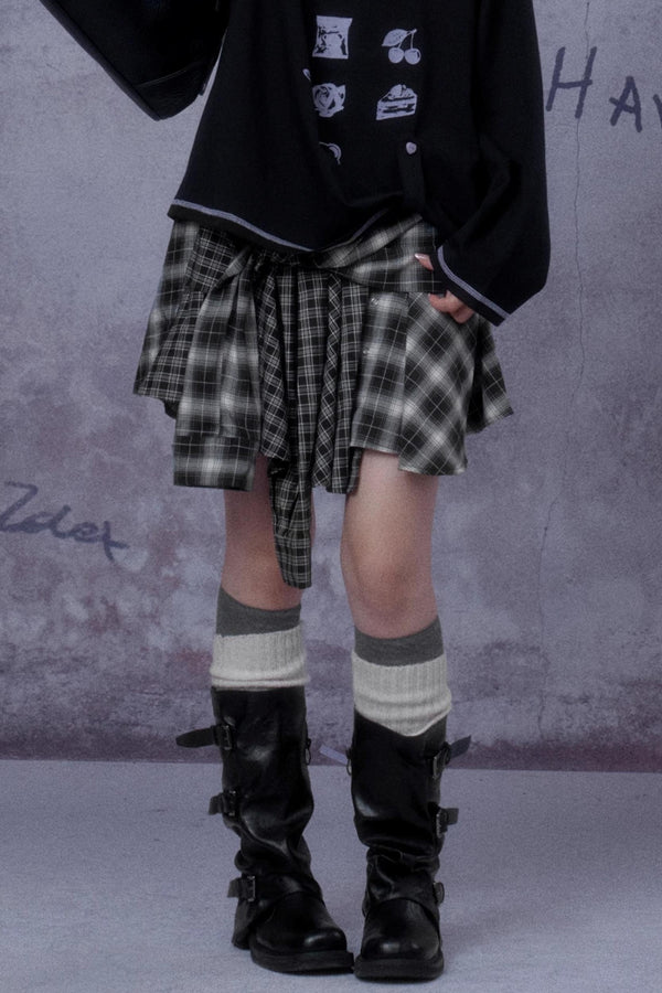 Deconstructed Street Plaid Skirt