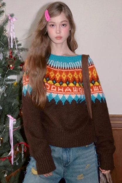 Brushed Fair Isle Winter Sweater