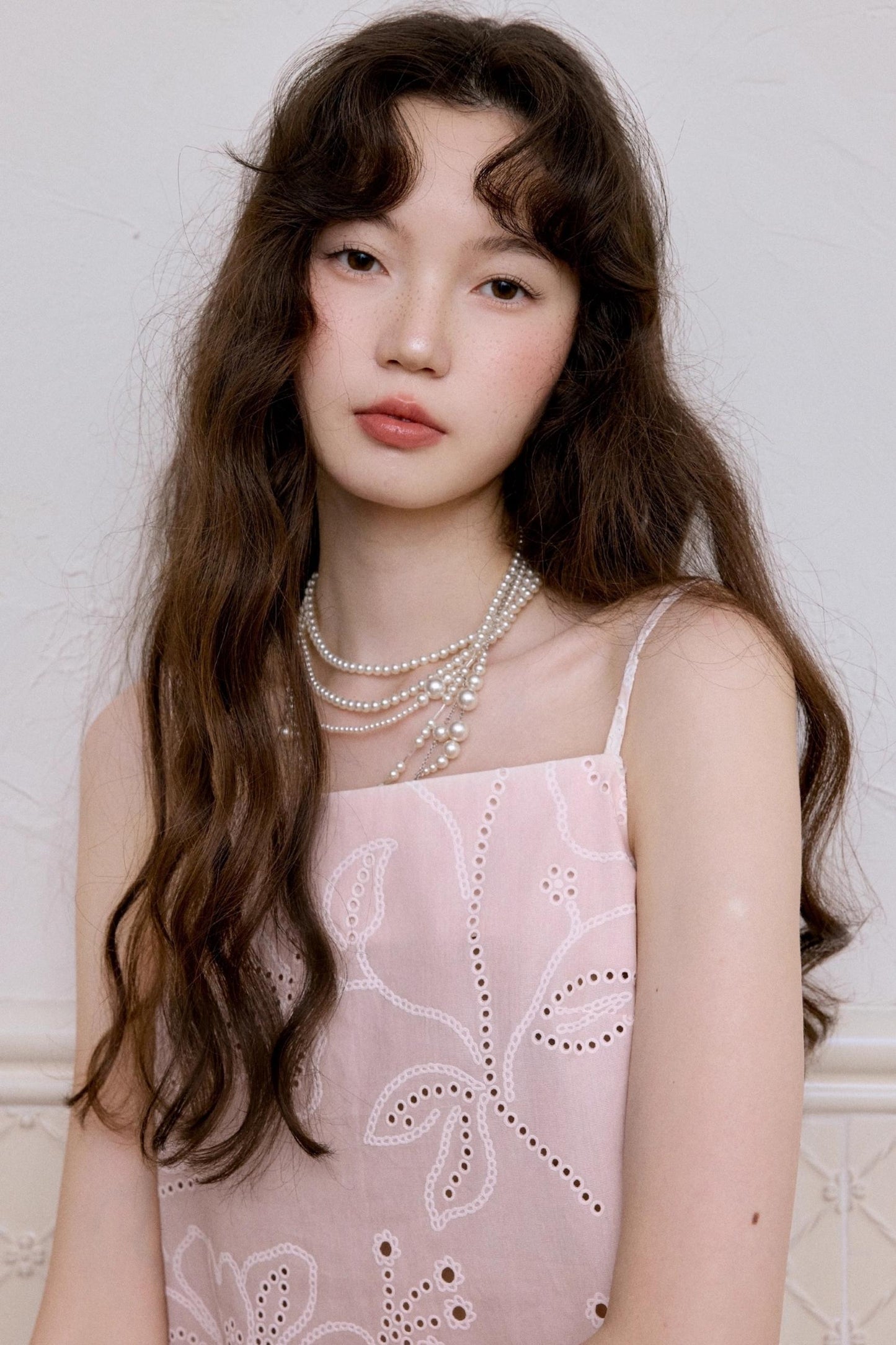 Light Pink Flower Cutout Camisole Skirt Set-Up