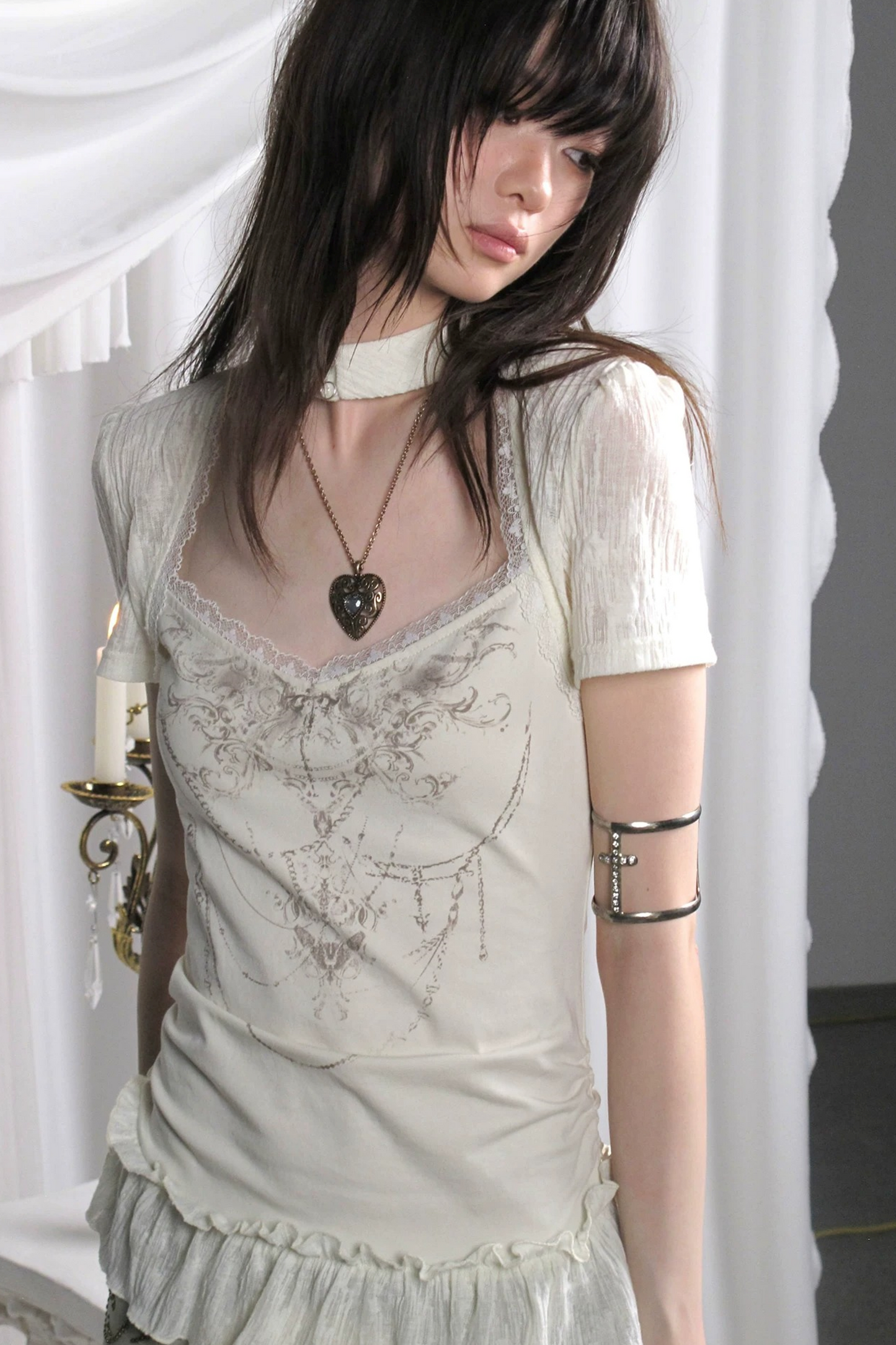 Gothic Lace Ruffled Vest