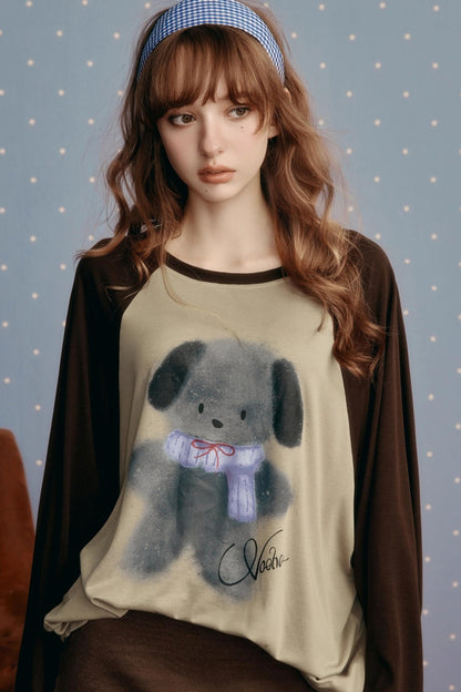 Contrasting Raglan Sleeve Top