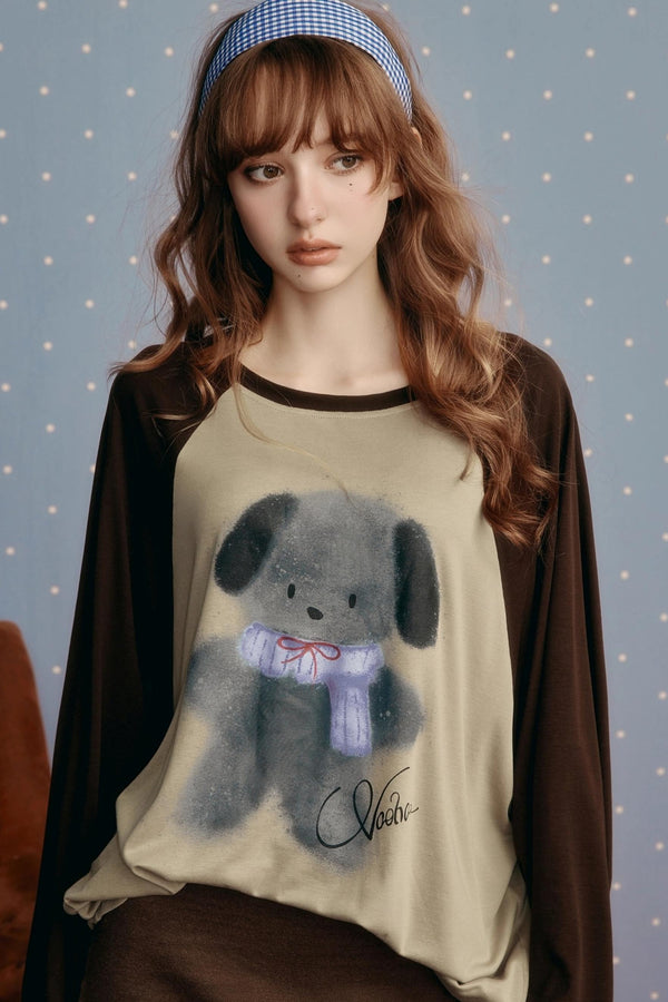 Contrasting Raglan Sleeve Top