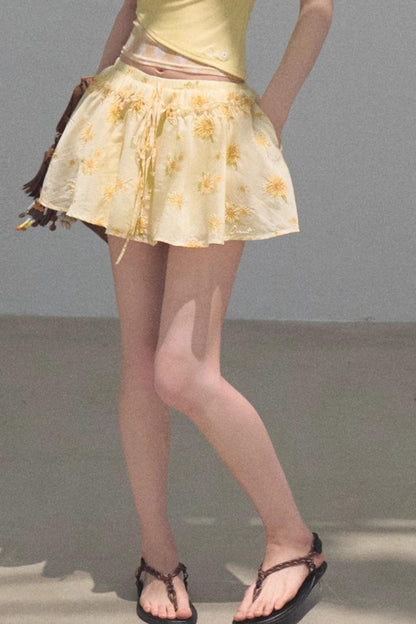 Embroidered Lyocell Puffy A-Line Skirt