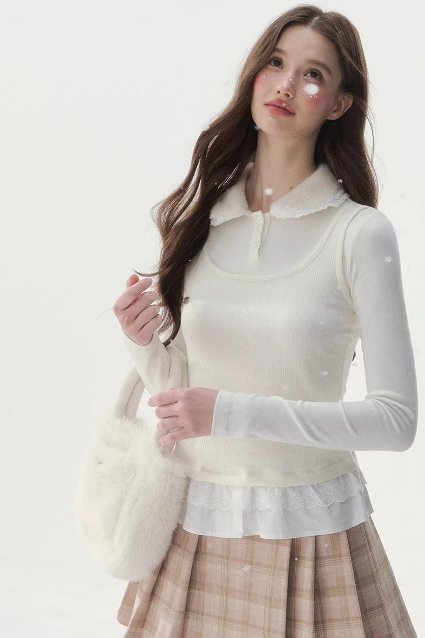 Faux Two-Piece Knitted T-Shirt