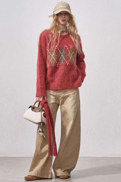 Floral Diamond Knit Sweater