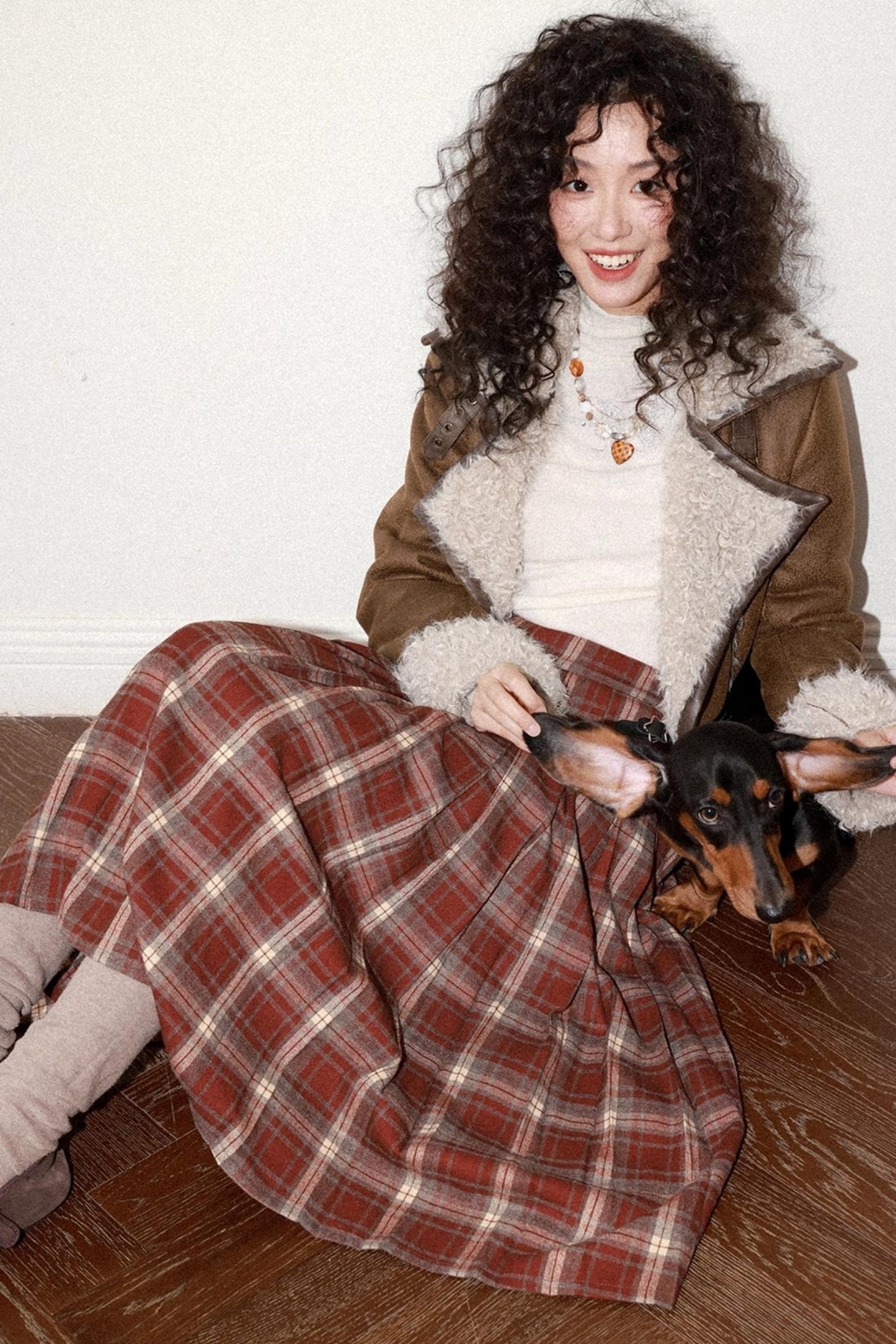 Earl Red Plaid Pleated Skirt Set-Up