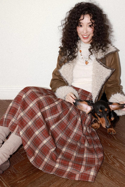 Earl Red Plaid Pleated Skirt Set-Up