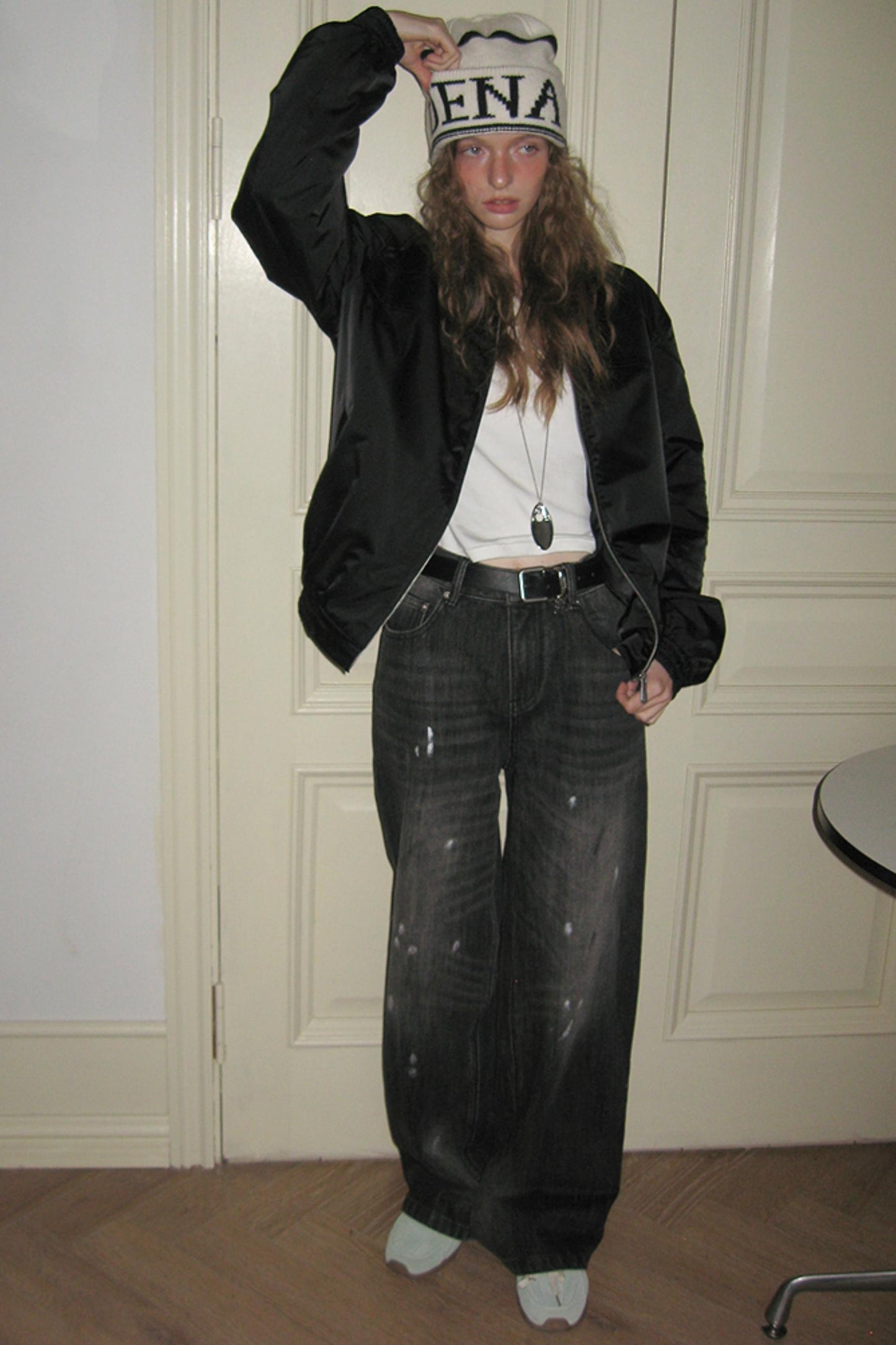 American Retro Distressed Wide-Leg Pants