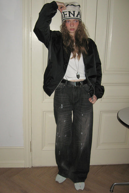 American Retro Distressed Wide-Leg Pants