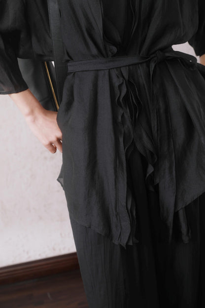 Elegant Sheer Black Two-Piece Set