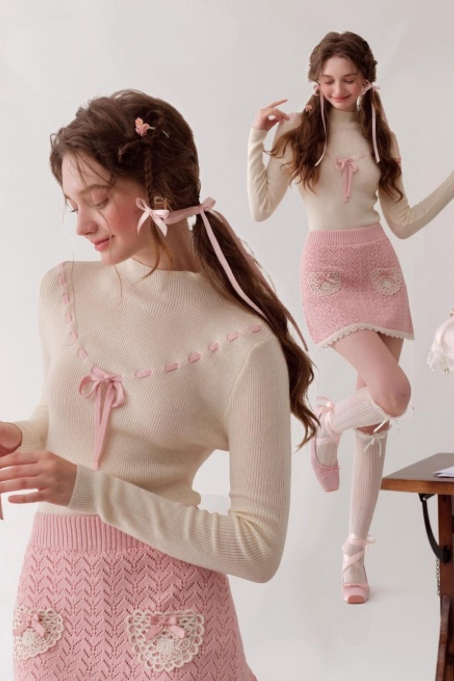 Lacemade Knit Sweater Skirt Set